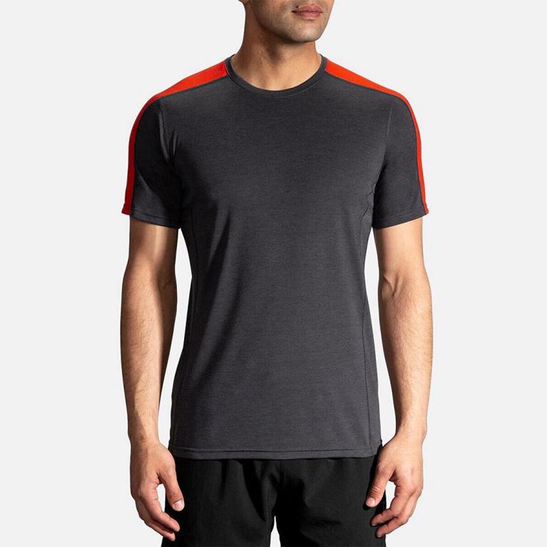 Brooks Distance Short Sleeve Running Shirt - Men's - Grey (49082-NZHA)